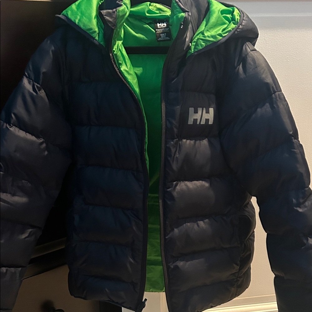 Helly Hansen Kids Puffer Jacket - Dark Blue and Bright Green